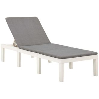 vidaXL vidaXL Lettino Prendisole con Cuscino Plastica Bianco
