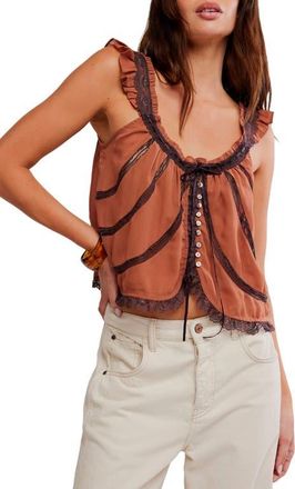 Free People Mable Pleat & Ruffle Tank in Canyon Sunset Combo at Nordstrom, Size X-Large