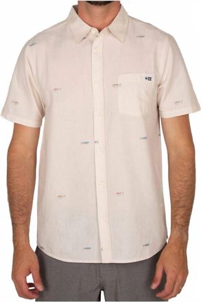 Salty Crew Tight Lines Short Sleeve Woven Shirt In Ivory
