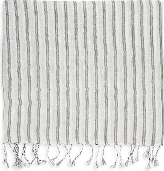 Brunello Cucinelli Womens White Striped Linen Scarf
