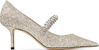 Jimmy Choo London Crystal Embellished Bing 65 Pumps In Glitter Fabric Shoes