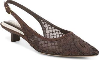 Franco Sarto Pura Slingback Pointed Toe Kitten Heel Pump in Brown at Nordstrom, Size 8.5
