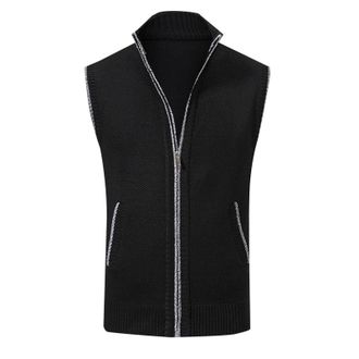 Generic Mens Bowling V Neck Knitted Mens Sweater Vest Sleeveless Jumper Stand Collar Slipover Knitwear Sweater Tank Tops Sports Wear Sweater Top