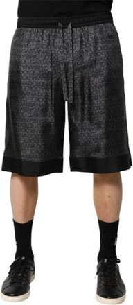 Dolce & Gabbana Luxe Zijden DG Logo Bermuda Shorts - Heren - Korte Broeken - Zwart - M - Korte Broeken