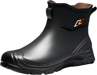 Generic Womens Deck Boots Lightweight Slip-On Water Shoes Waterproof Ankle Rain Boots for Fishing Gardening Boating Camping Sailing (Black, 8.5)