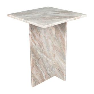Jonathan Y Designs Cecil 18.5 Contemporary Natural Marble Handmade T-Shaped End Table in Gray/beige at Nordstrom