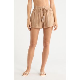 Elan Drawstring Cover-Up Shorts in Tan at Nordstrom, Size X-Large