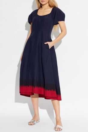 Tory Burch Dress With A Round Neckline, Womens, Navy Blue