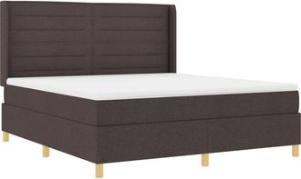 vidaXL vidaXL Box Spring Bed with Mattress & LED Dark Brown 180x200 cm Fabric