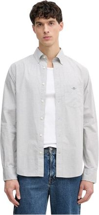 GANT Gingham Classic Poplin Shirt - Heren - Casual Overhemden - Grijs - L - Katoen - Overhemden