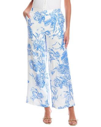 T Tahari Print Linen-Blend Pant