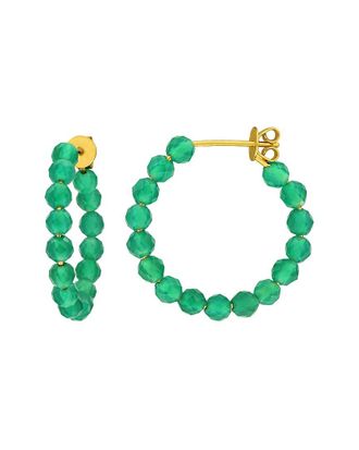 Rina Limor Silver 4.96 Ct. Tw. Green Onyx Hoop Earrings
