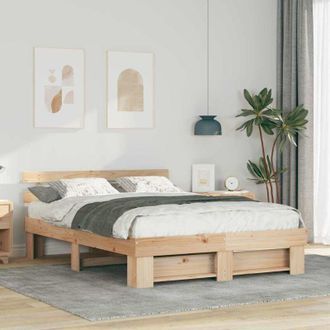 vidaXL Vidaxl - Estructura De Cama Marr&oacute;n 160 X 200 Cm Madera Maciza De Pino