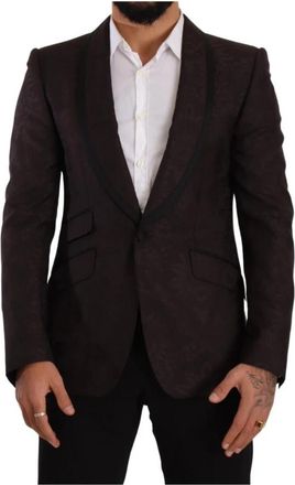 Dolce & Gabbana Bordeaux Shawl Revers Blazer - Heren - Blazers - Rood - M - Polyester - Jassen