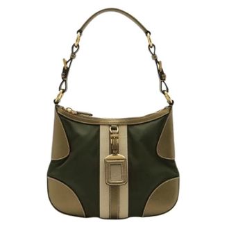 Prada Pre-owned Shoulder Bags, female, Green, Size: ONE SIZE Pre-owned Nylon Shoulder Bag