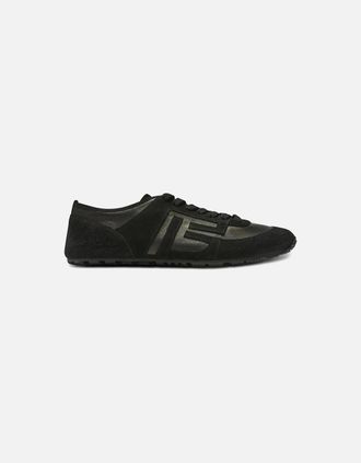 Balmain Mens Racer 45 Suede Sneakers Black - Size: 10