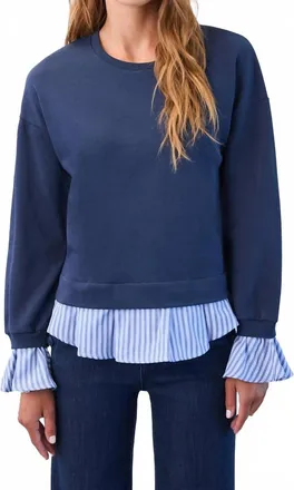 FDJ Long-Sleeve Twofer Sweatshirt In Navy