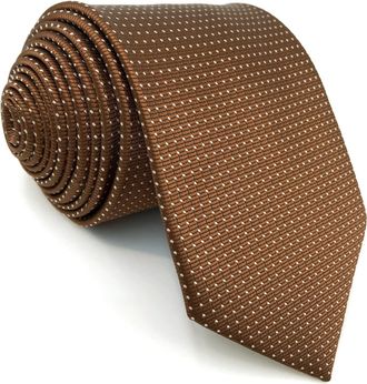 Shlax & Wing Ties for Men Brown Copper Formal Neck Tie with White Dots Classic Size Necktie