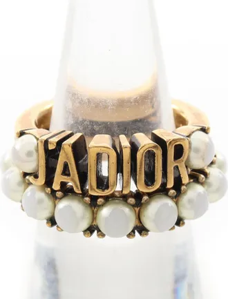 Dior Gold White Gold Plating Band Ring (Pre-Owned)