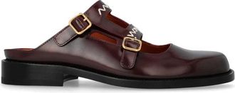Marni Leren Slippers - Dames - Slip ons - Rood - 35 1/2 EU - Leer - Schoenen
