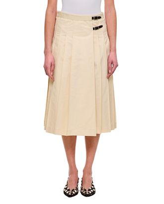 Durazzi Milano Pleated Midi Kilt With Leather Accents And Adjustable Buckles