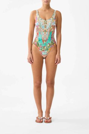 Camilla Wide Strap Round Neck One Piece In Meet Me In Mallorca