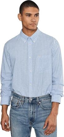 Barbour Nelson Striped Long Sleeve Tailored Shirt Mens Clothing Blue : 2XL, Cotton/Linen