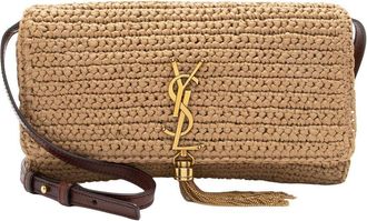 Saint Laurent Beige Raffia Kate 99 Tassel Shoulder Bag (Authentic Pre-Loved)