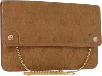 Dior Pre-owned Clutches, female, Brown, Size: ONE SIZE Pre-owned Honeycomb Canvas Shoulder Bag