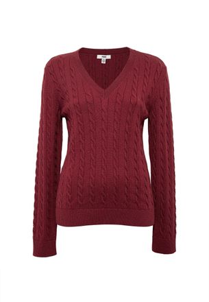Mavi Strickpullover MAVI Mavi Pullover V-Neck Sweater, Damen, Gr. L, rot, Obermaterial: 50% Viskose CV. 28% Polyester PES. 22% Polyamid PA., Pullover Stric