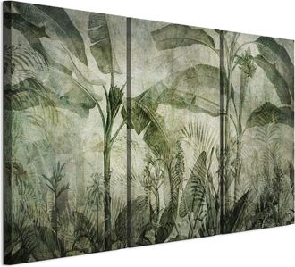 OEM Cuadro Sobre Lienzo Italiano De 90 X 60 Cm, Tr&iacute;ptico - Estilo Jungla Urbana - Naturaleza Cuadro Sobre Lienzo Italiano De 120 X 80 Cm, Tr&iacute;ptico - Estil
