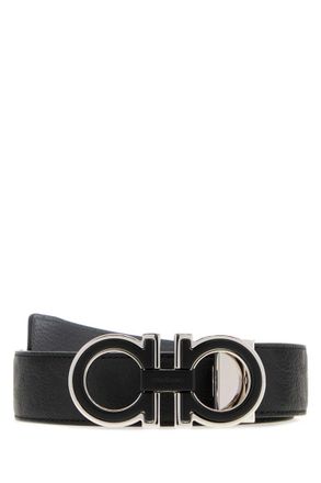 Ferragamo Black Logo Buckle Reversible Belt