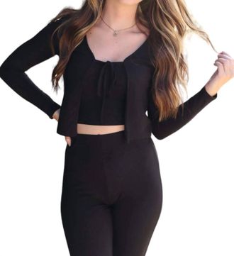 Sadie & Sage Cardigan Top Set In Black