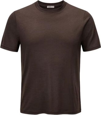 Herno Wool Jersey T-Shirt - Heren - T-shirts - Bruin - M - Wol - Tops