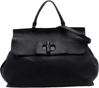 Gucci Pre-owned Large Bamboo Daily Satchel - Dames - Vintage Handtas - Zwart - ONE Size - Leer - Vintage