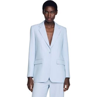 Sandro Sequin-stripe tailored jacket in Sky Blue at Nordstrom, Size 34 Eu
