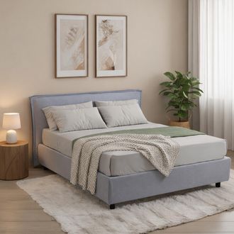 Dmora Cama Francesa Brosso, Desenfundable, Contenedor Hecho En Italia, Medida Colch&oacute;n 120x200 Cm, Gris