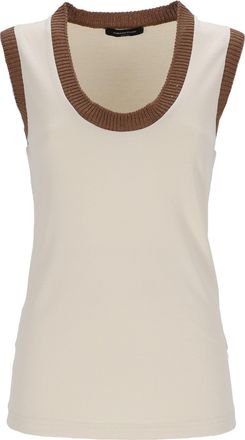 Fabiana Filippi Neutrals Ribbed Cotton Tank Top