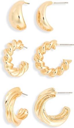 Nordstrom Rack Set of 3 Twisted Hoop Earrings in Gold at Nordstrom Rack