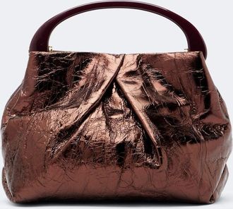 Dries Van Noten Bolso Mini de piel metalizada