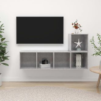 vidaXL Vidaxl - Set De Muebles De Sal&oacute;n 2 Pzas Madera Ingenier&iacute;a Gris Hormig&oacute;n