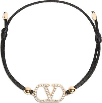 Valentino Garavani Black VLogo Cord Bracelet
