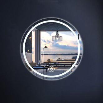Elle Espejo De Ba&ntilde;o Redondo Iluminado, 40 Cm, Iluminaci&oacute;n Led Tricolor, F&aacute;cil Instalaci&oacute;n En Cualquier Tipo De Pared, Dise&ntilde;o Contempor&aacute;neo
