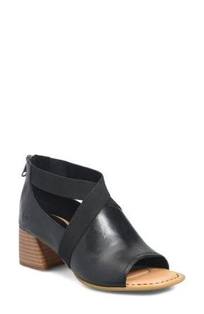 B&oslash;rn Searing Stacked Heel Sandal in Black Leather at Nordstrom Rack, Size 10