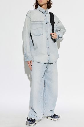 Balenciaga Oversize Denim Shirt, Mens, Light Blue