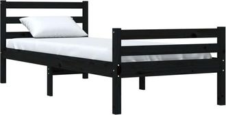 vidaXL Bed Frame without Mattress Black Solid Wood 90x200 cm Vidaxl