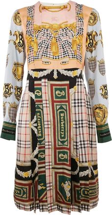 Burberry pleated scarf-print dress - Neutrals