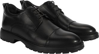 Desa Man Leather Casual Lace-Ups - Slip-On Fit, Flat Heel, Breathable | Black - 44