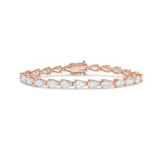 Diana M. Jewels 14kt Rose Gold 35cts Lab Grown Pear Diamond East-West Tennis Bracelet