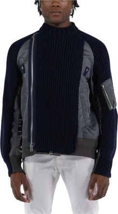 sacai Light Jackets, male, Gray, M, Nylon Twill Mix Blouson Jacket